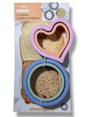 alta Heart & Circle Crustless Sandwich Makers - Pink, Peach, Blue, Mint
